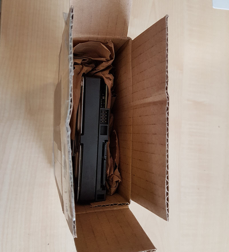 Hard drive in a card box